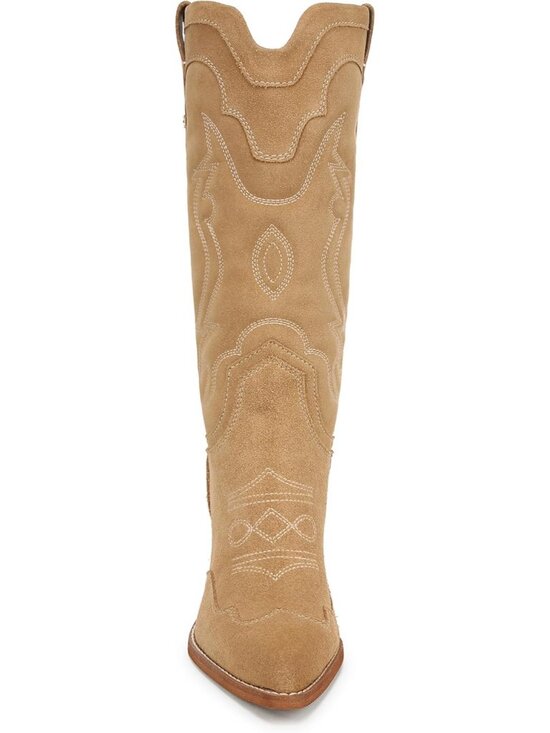 Sam Edelman Women's James Safari Tan Wide Calf Slip On Cowboy Boot Cuban heel - Picture 2 of 7